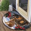 Christmas Crystal Velvet Floor MATS, Home Entrance Decoration, Semi-circular Floor MATS, Anti-slip Floor MATS for Toilets