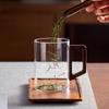 Утолщенная термостойкая стеклянная чайная чашка Бытовая японская прозрачная чашка для зеленого чая Офисная чашка с деревянной ручкой против ожогов