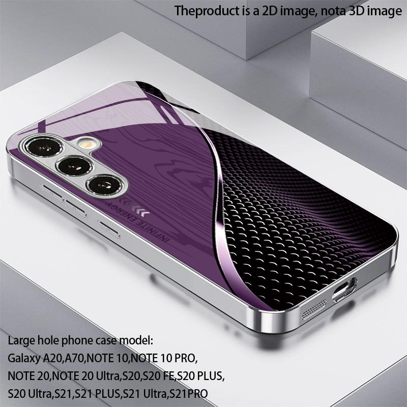 Фиолетовый узор с 2D текстурой Чехол для телефона Samsung S26 S25 S24 S23 S22 S21 S20 A56 A36 A16 - Гальванизированное Стекло Защитная Крышка