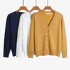 Осень 2023, офисный свитер, трикотаж, повседневный кардиган с v-образным вырезом и длинными рукавами, универсальный однотонный вязаный кардиган на пуговицах, верхняя одежда 29625