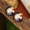 Women's Light Luxury Design Elegant Enamel Imitation Pearl Earrings Fashionable And Versatile Niche Design Earrings
