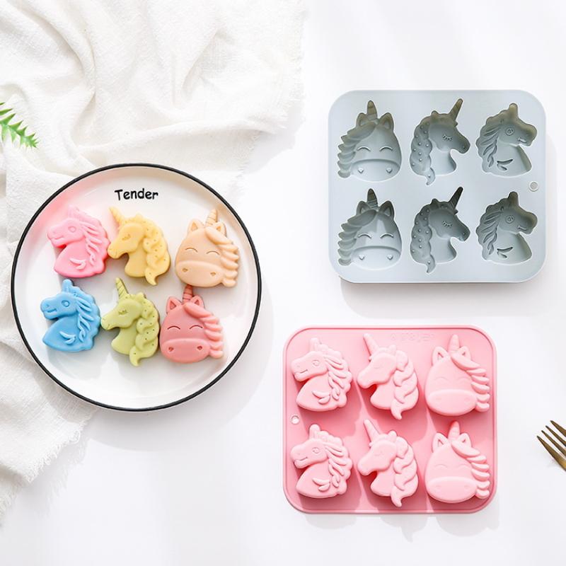 6 Cavity 3D Different Pegasus-Shaped Silicone Mold Fondant Candy Chocolate Mould Handmade Soap Ice Cube Molds Cake Decoration