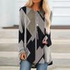 Women's Fashion Casual Irregular Patchwork Color Print Loose Medium Long Long Sleeve Top