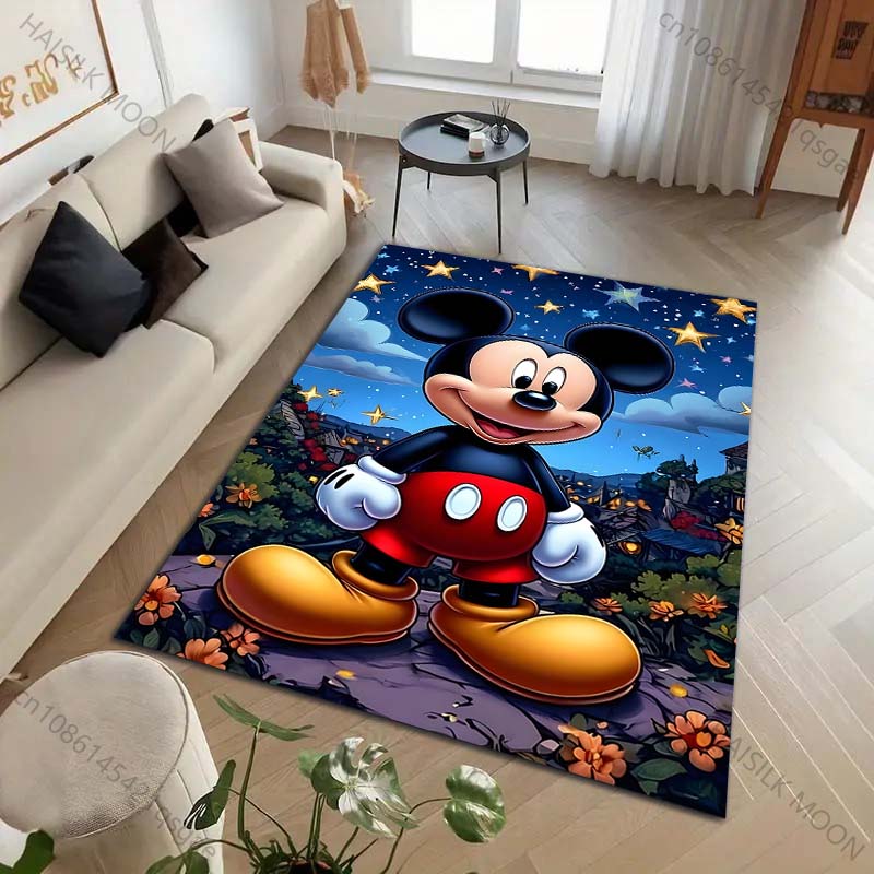 1PC Disney Mickey Mouse Print Cartoon Carpet for Living Room Bedroom Kid's Room Home Decor Area Rug Non-slip Mat Luxury Gift