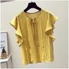 Женская летняя дизайнерская однотонная рубашка с коротким рукавом, простой удобный топ