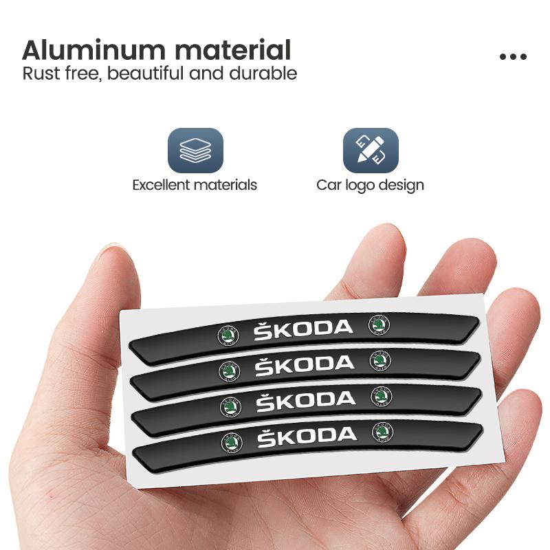 drxhs8 Car Wheel Hub Edge Sticker Emblem Decoration For Skoda Octavia Fabia Rapid Superb Kodiaq Scala Karoq Citigo Kamiq Accessories