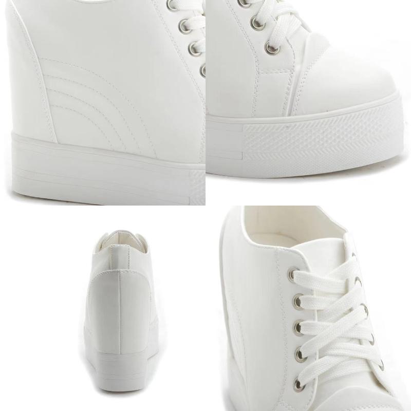 Модные женские кроссовки сетчатые на платформе танкетке удобные женские вулканизированные туфли на шнуровке женская обувь 2025 лето новинка Tenis De Mujer