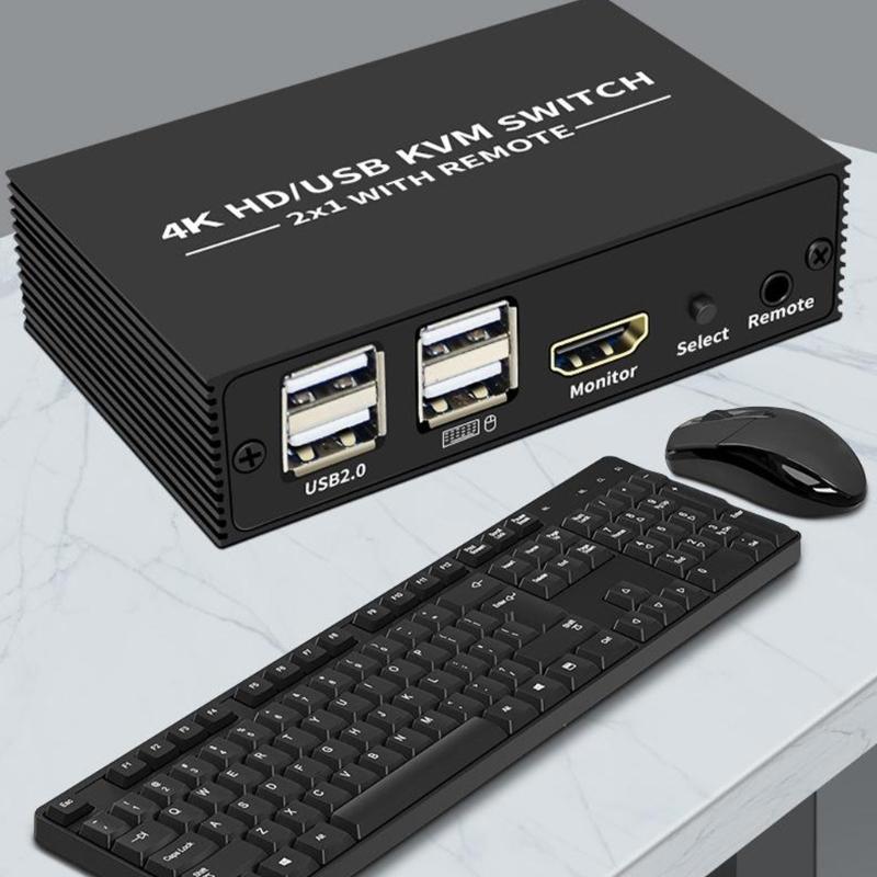 KVM-переключатель HDTV 2 входа 1 выход 4K 3840x2160 USB Клавиатуры Мышь Разделяемый Селектор Переключатель 4K 3840x2160 Для ПК Ноутбука Офиса