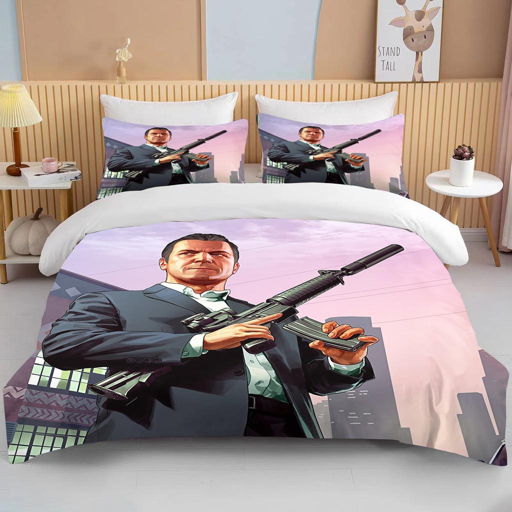 10 размеров 3D игра GTA V Постельный комплект Мультяшные пододеяльники Grand Theft Auto Постельное белье Постельные принадлежности с наволочкой Дропшиппинг