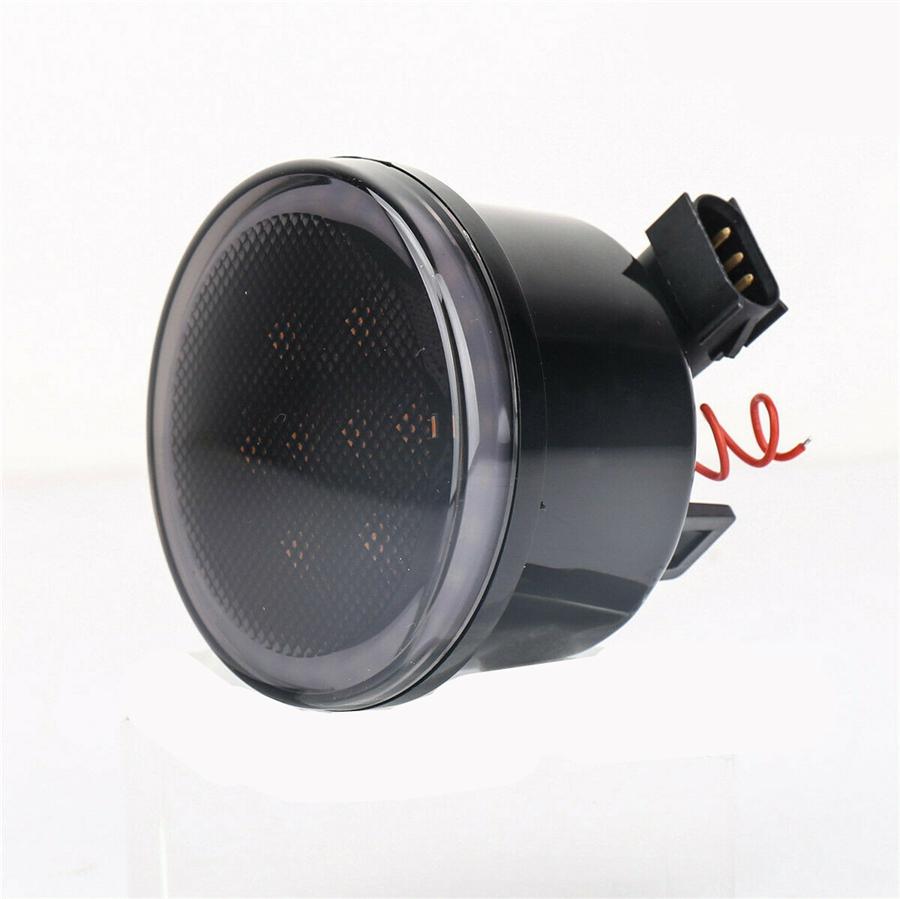 Pair LED Amber Grill Turn Signal Light for Jeep Wrangler JK 07-18 Halo Ring Angel Eye DRL Smoke Lens