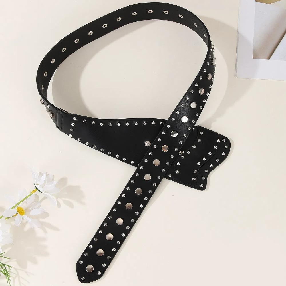Y2K Rivet Waistband Harajuku PU Leather Belt Streetwear Wide Waistband Clothing Accessories
