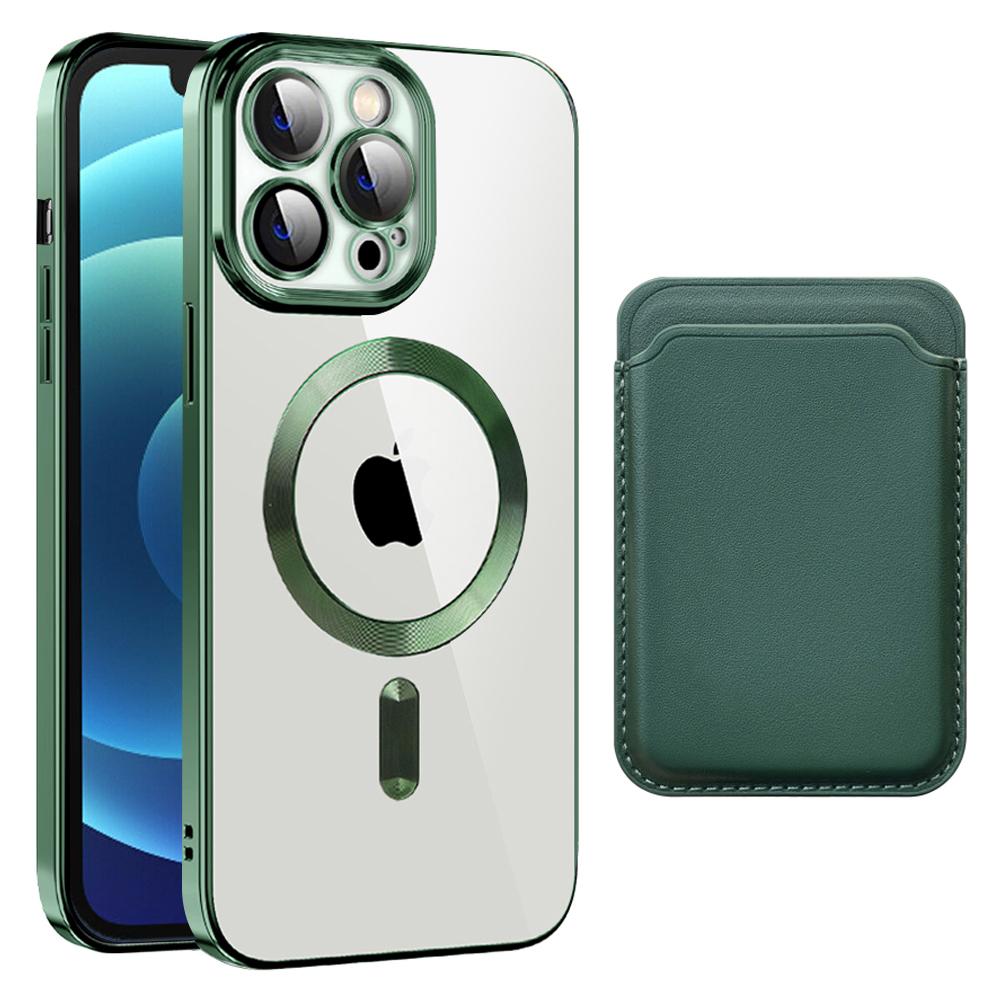 Anti-Scratch Slim Case for iPhone 12 Pro 6.1 inch TPU+PC Phone Cover Magnetic Case with Card Bag