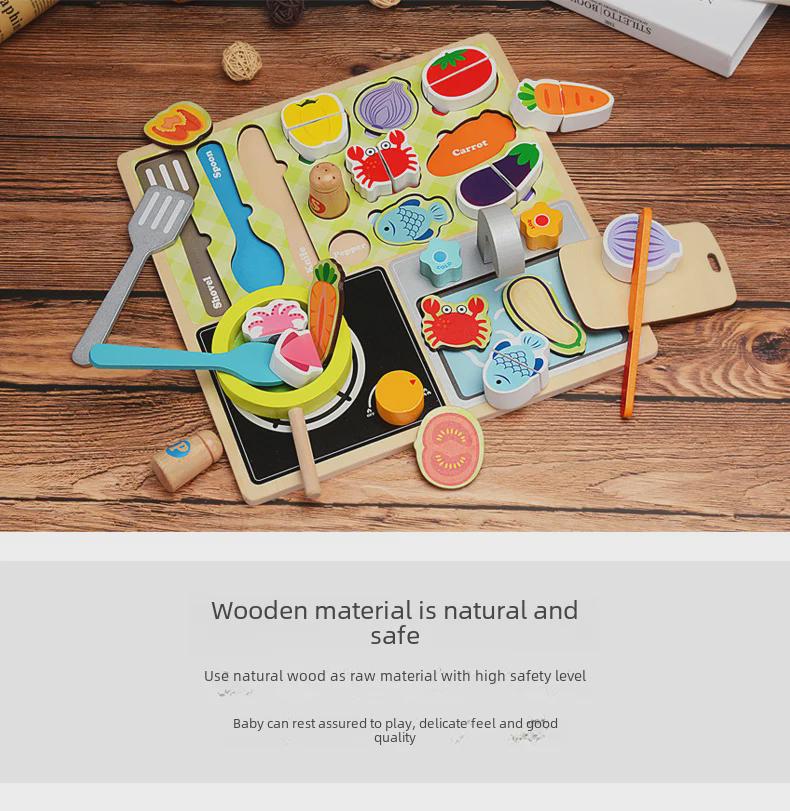 Деревянный набор игрушек-головоломок для резки фруктов для детей: Кухонный игровой набор и набор для барбекю