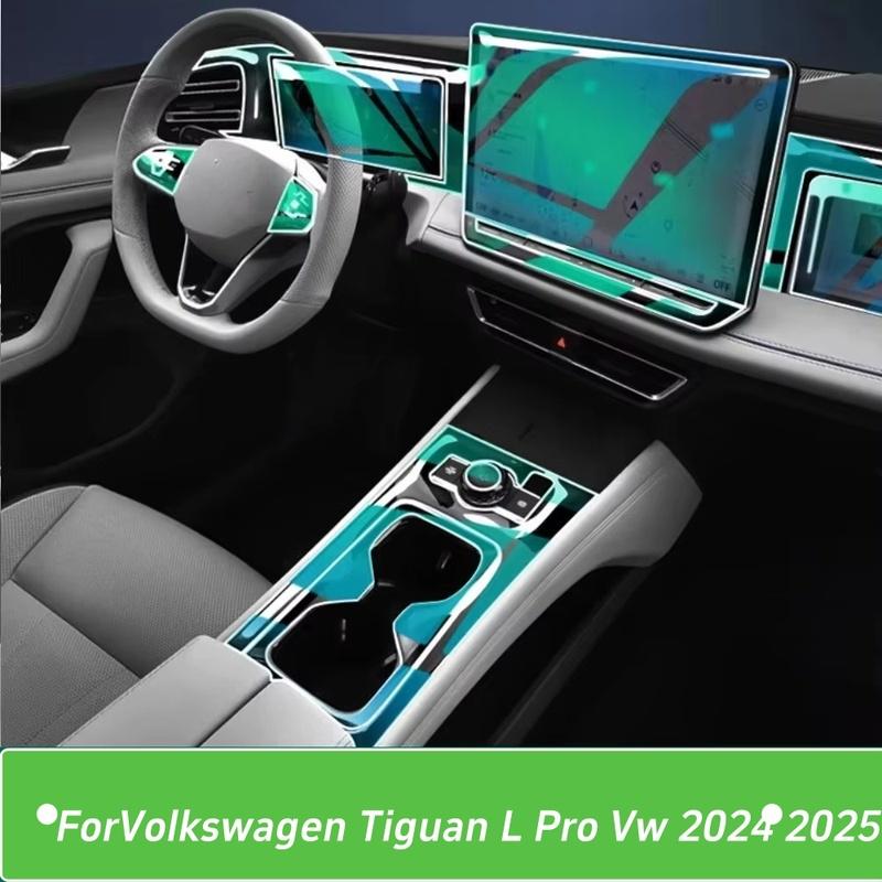 Защитная пленка из ТПУ для Volkswagen Tiguan L Pro VW 2024 2025 Прозрачная для внутренней центральной консоли, панели переключения передач, аксессуары против царапин
