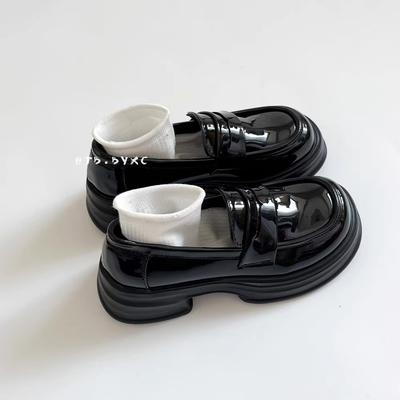 Маленькие кожаные туфли на платформе в британском стиле женские 2025 новая весна-осень Мэри Джейн универсальные взрывные лоферы черные jk одинарные туфли