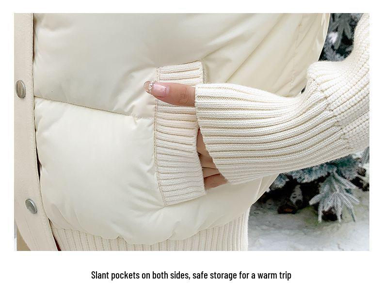 Женская зимняя трикотажная куртка из шенилла и хлопка премиум-класса со стойкой