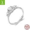 Romantic One-Carat Adjustable Ring Wedding Ring, Sparkling S925 Sterling Silver Jewelry