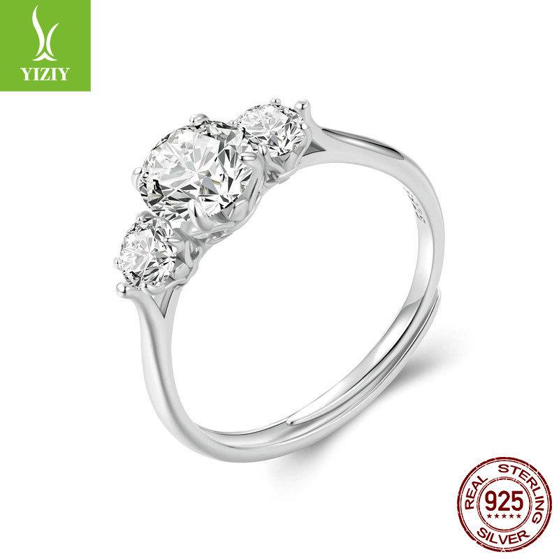 Романтическое кольцо с регулируемым размером, один карат, обручальное кольцо, сверкающие ювелирные изделия из стерлингового серебра S925