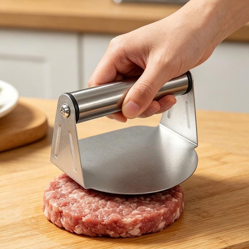 Пресс для бургеров, Мясобойка, Стальная круглая пластина, Пресс для smash-бургеров с приподнятой ручкой для котлет, лепешек, для жарки на сковороде