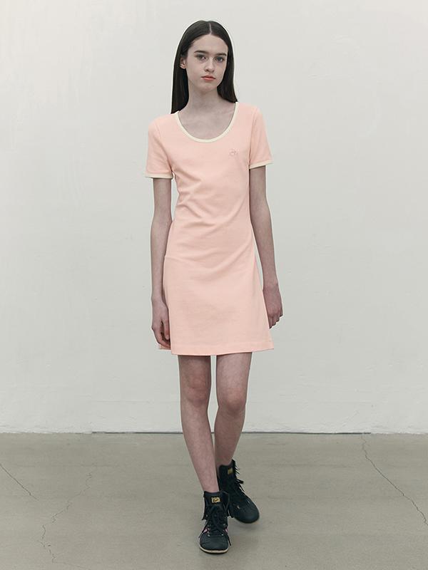 Kirsh Small Cherry Round Neck Dress [Salmon]