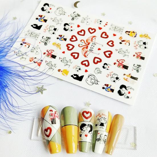 12Pcs/Set Nail Sticker Non-Fading Self-Adhesive Excellent Saturation Valentine DIY Design Decals Manicure Sticker for Manicure