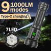 Перезаряжаемый мощный светодиодный фонарик с телескопическим зумом, встроенный аккумулятор, уличный кемпинговый рыболовный фонарь