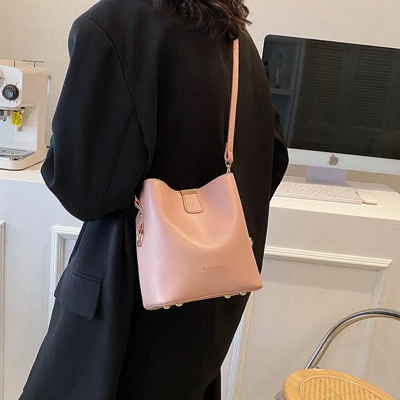 Ретро-сумка-ведро для переноски, повседневные диагональные сумки через плечо для женщин, модные женские сумки через плечо, дизайнерская сумка