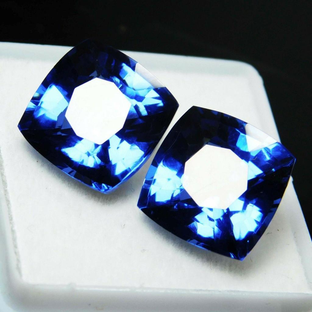 Natural Blue Tanzanite Loose Gemstone 16 ct Square Cushion Shape for Jewelry Making and Crafts