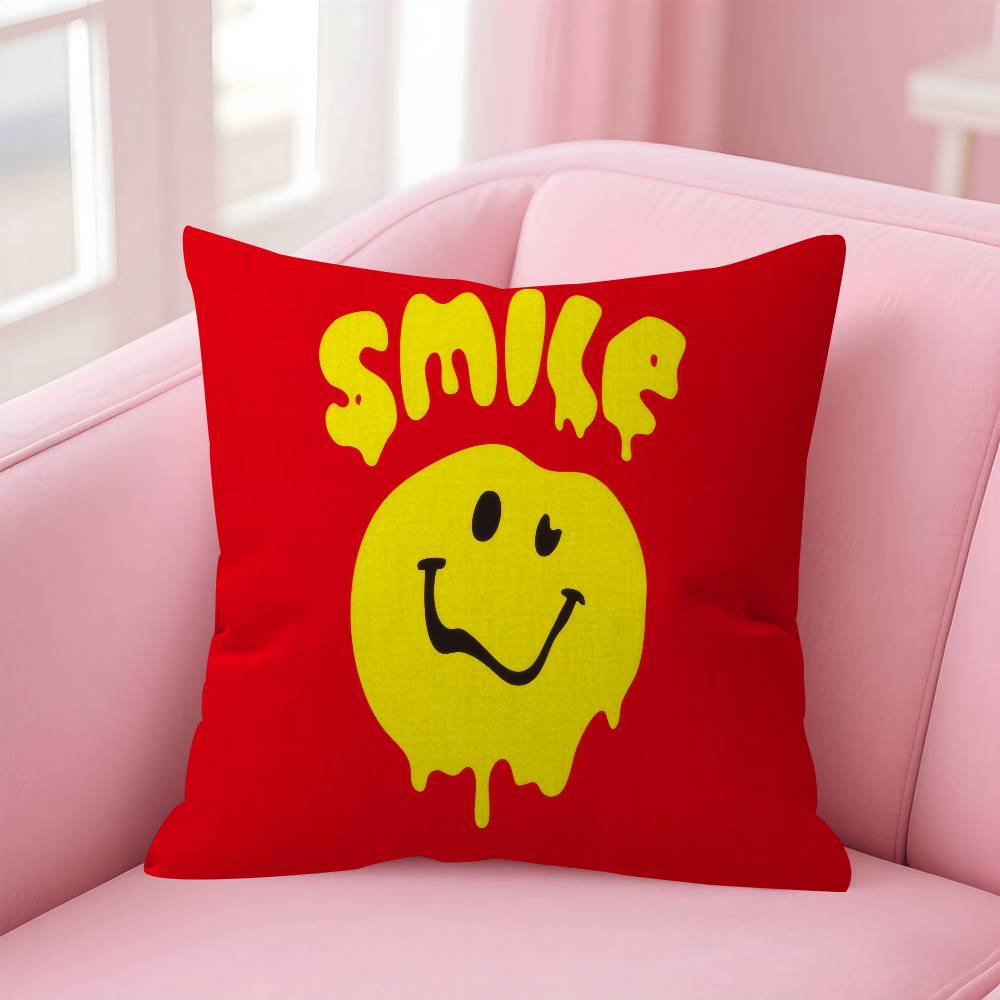 Anime Smile fun cute Cushion Cover Inches Farmhouse Decor Home Throw Pillow Covers for Couch Decorations