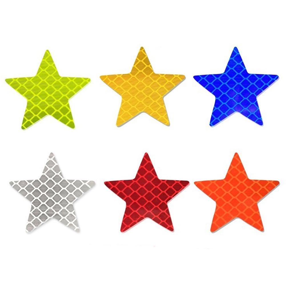 6 шт. светоотражающая наклейка для автомобиля, самоклеящаяся, предупреждающая о безопасности, для грузовика, мотоцикла, прицепа, в форме звезды