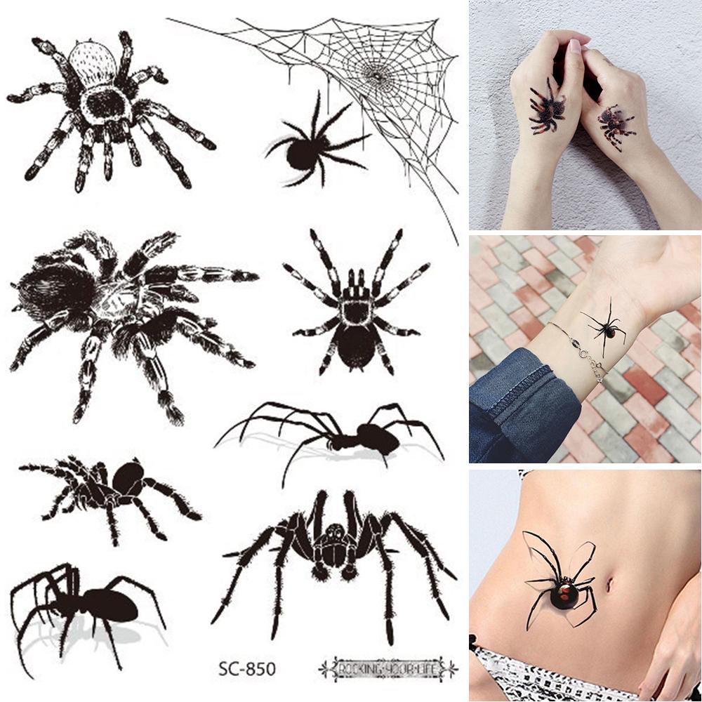 Foot Waterproof Spider Halloween Tattoo Temporary Tattoo Sticker Halloween Fake Tattoo Body Art