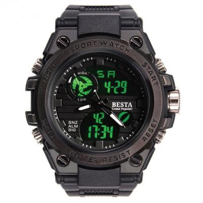 Мужские спортивные тактические часы Besta Tattoo Black с секундомером и будильником
