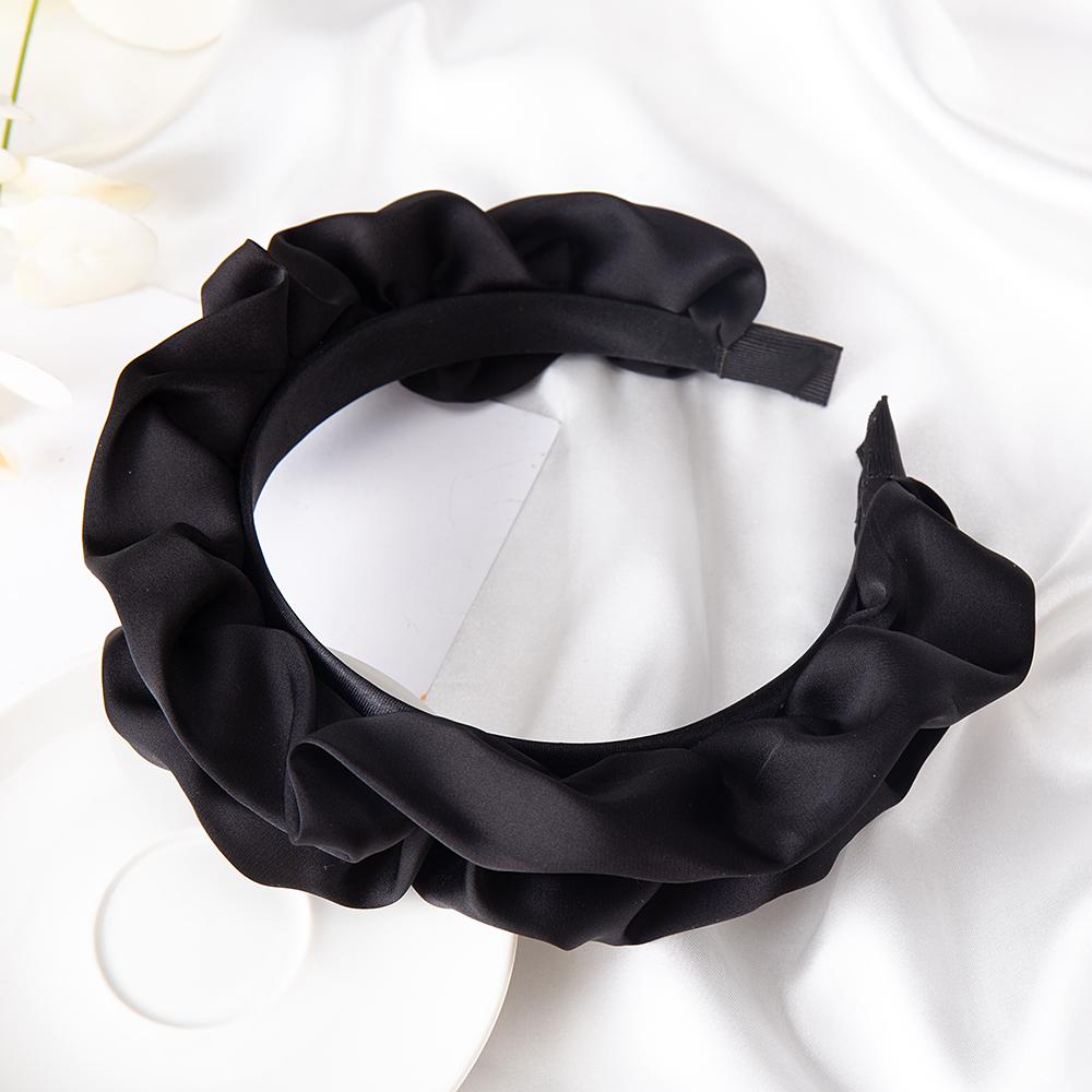 Модные обручи для волос, резинки для волос для женщин и девочек, цветочные однотонные повязки на голову, плиссированные широкие повязки для волос, аксессуары для волос, головные уборы