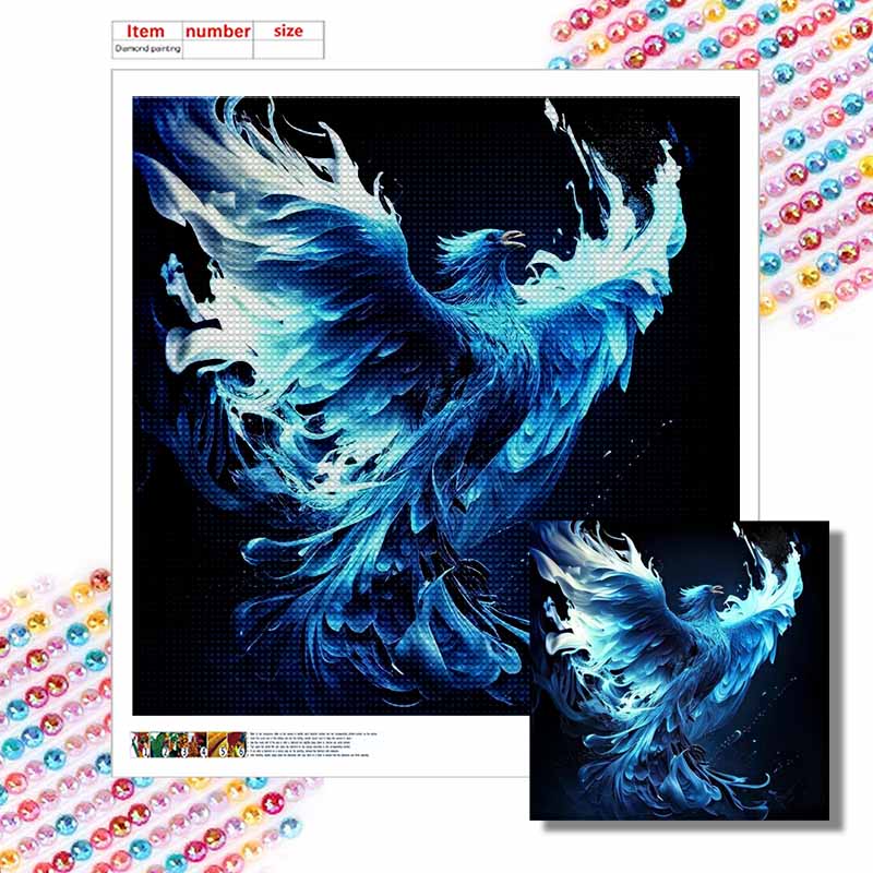 Новое поступление 5D DIY Полный круг Алмазная мозаика «Синий Огненный Феникс» Вышивка Крестиком Декор для дома Подарок