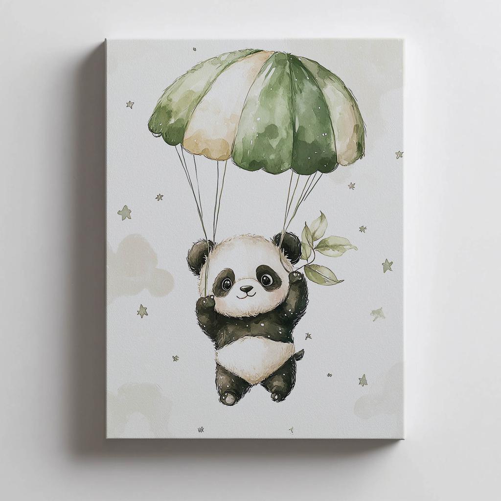 Plakat Panda Na Spadochronie - Bezkresne Niebo Plakat Panda Na Spadochronie - Bezkresne Niebo, 30X40 Cm, Rama Aluminiowa Złota, Papier Matowy 230 Gsm