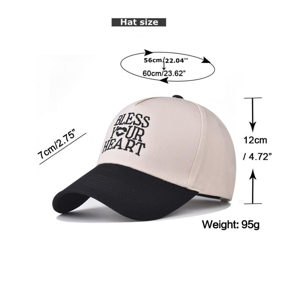 Trend Wide Brim Baseball Hat Casual Adjustable Duck Tongue Hat Bless Your Heart Letter Embroidery Sun Hat Men