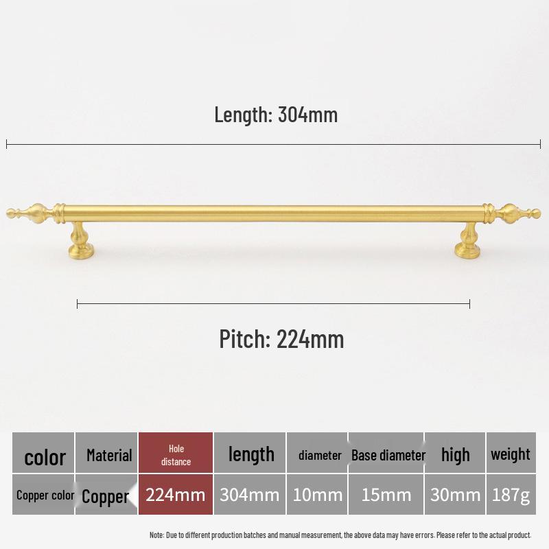 Solid Brass French Gold Cabinet Handle for Kitchen, Wardrobe, or Wine Cabinet