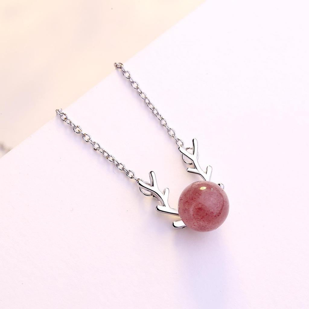 Antler Charm Pendant Necklace - Elegant Silver Tone Women's Fashion Jewelry