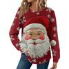 Женская мода Рождественский свободный топ с длинным рукавом и круглым вырезом