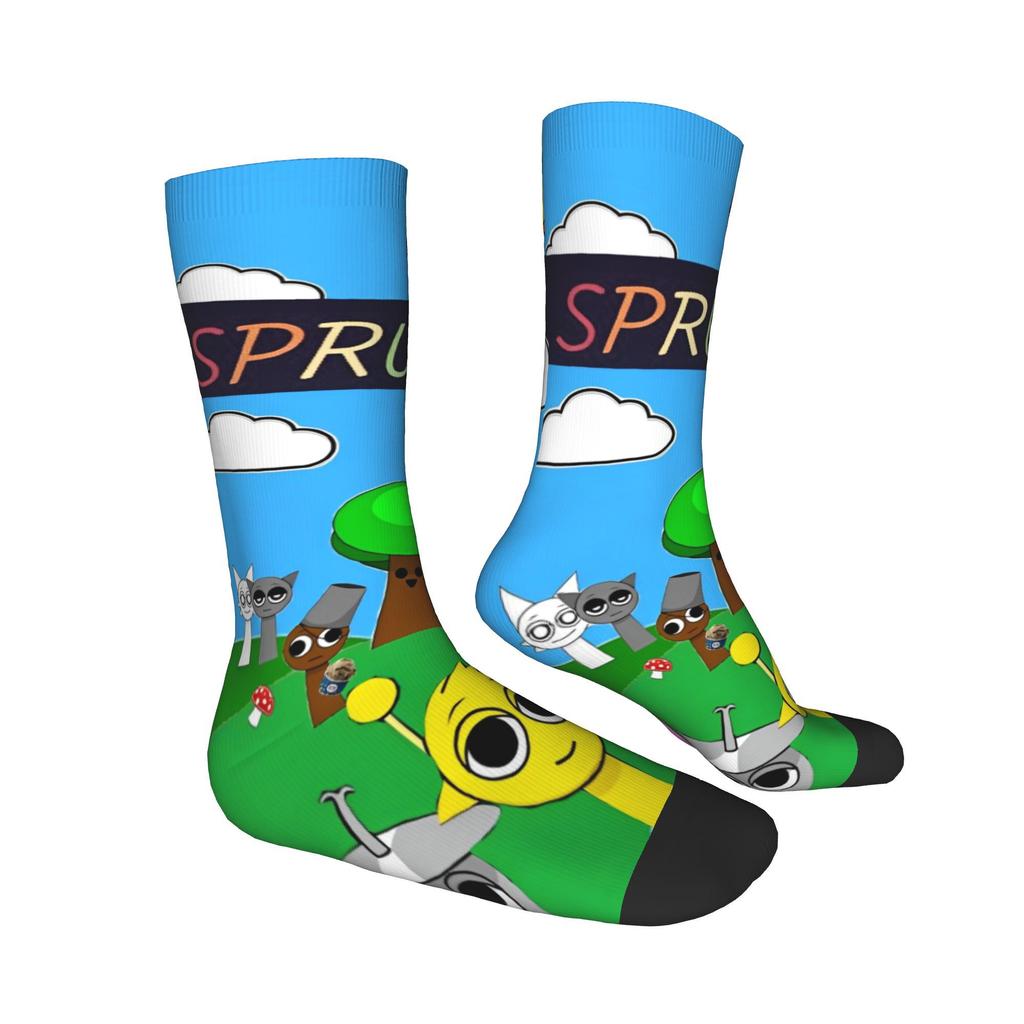 Носки Sprunki Incredibox для женщин и мужчин, дышащие, мягкие, длинные, впитывающие пот