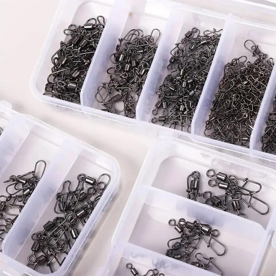 50 шт/коробка Рыболовный соединитель Штифт 4# 6# 8#10#12# Вертлюг с застежкой Рыболовный крючок Вертлюги на шарикоподшипниках Застежки Соединители для быстрого соединения Аксессуары