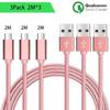 Micro USB Cable - Pink Nylon - Set of 3 - 2M