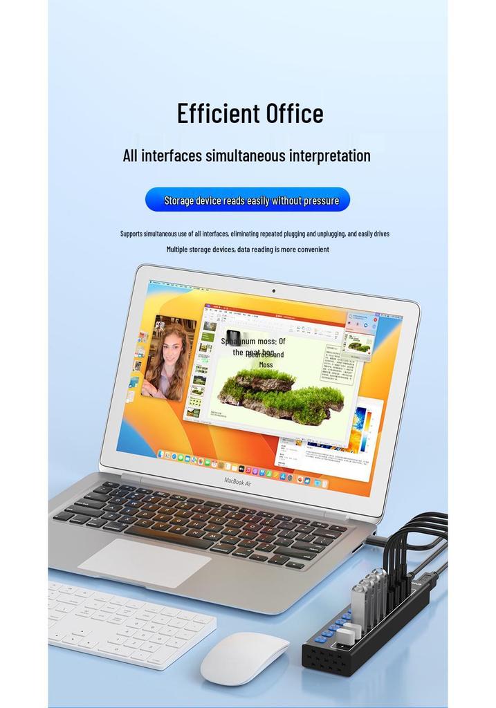 10-портовый USB 3.0 концентратор-расширитель для ноутбуков, телефонов и настольных компьютеров