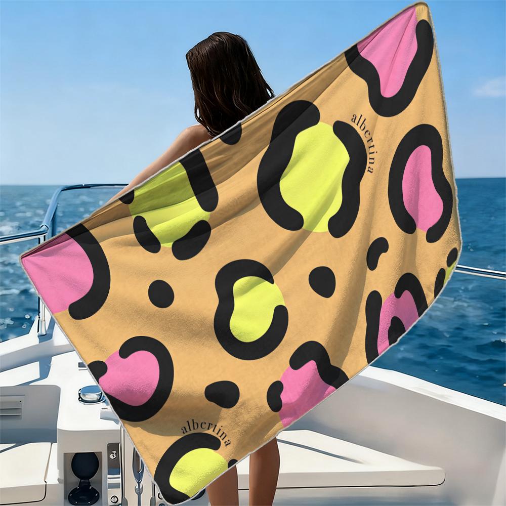 Neon Animal MixBeach Towel Ultra-fine Fiber Quick Drying Absorbent Beach Swimming Vacationvacation Essentials Gifts