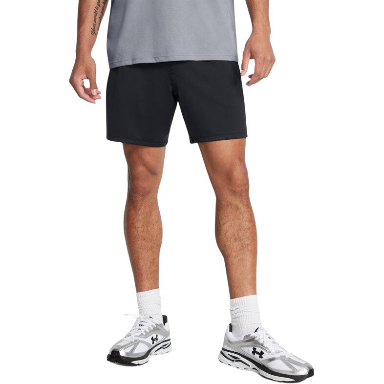 Under Armour Однотонные удобные повседневные спортивные шорты на шнуровке со средней талией длиной три четверти, мужские шорты черного цвета 1386982-001