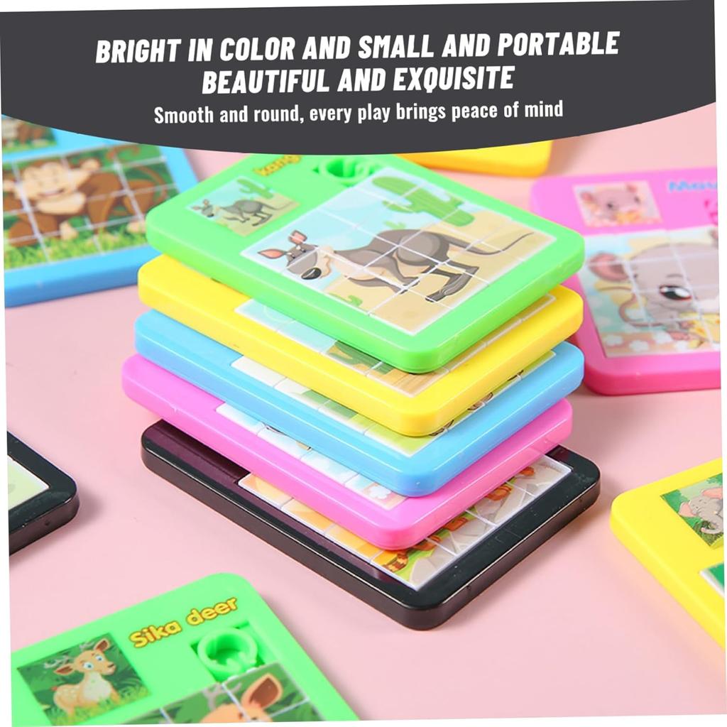 10Pcs Slide Puzzle, 16-Grid Cute Portable Mini Animal Puzzle, Safe Smooth Educational Toys for Girls, Boys ;1