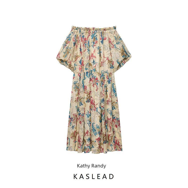 Kaslead New Women Clothes Western Style Fashion Simple Loose Print Dress 8190860 711