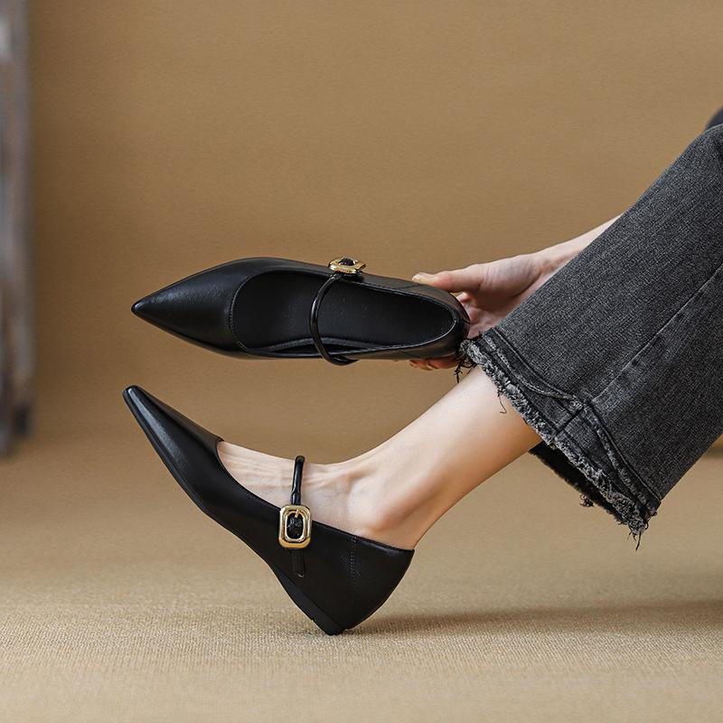 Туфли Мэри Джейн на скрытой платформе, женские, весенние, новые, с острым носком, из лакированной кожи, на толстом каблуке, ретро, бабушкины туфли, для работы