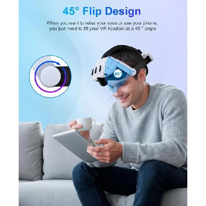 BEBONCOOL MV1000/1001 Аккумулятор 800 мАч Регулируемый ремешок для VR-шлема Elite Strap - Снижение давления для Meta Quest 2/3/3S Иммерсивная игра