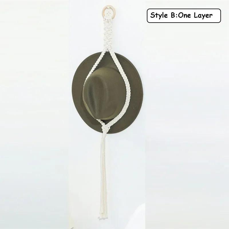 Подвесной держатель для шапок в скандинавском стиле Boho из хлопка, органайзер для демонстрации шляп, шарфов, вешалка для шляп в стиле макраме, настенное хранение